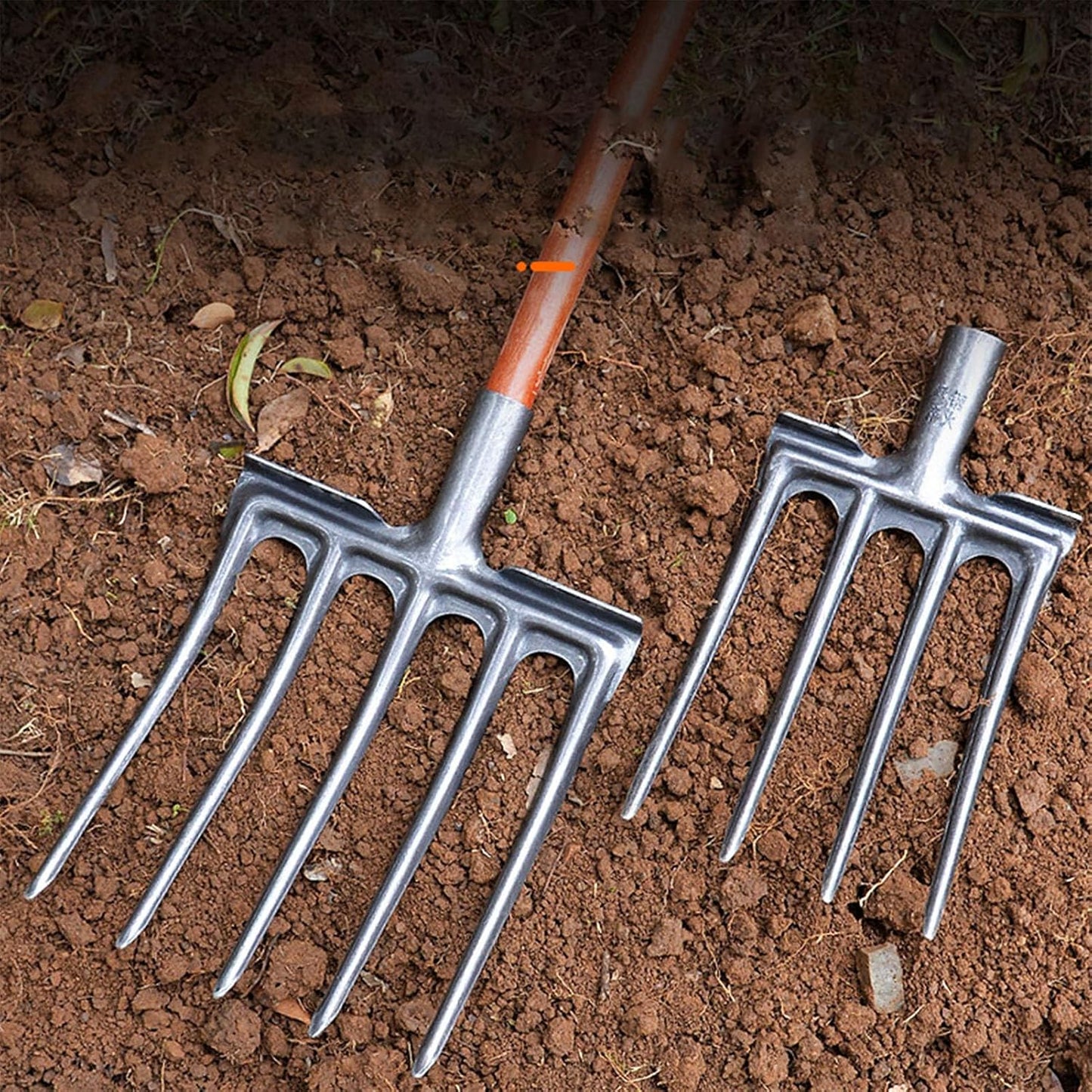 Digging Fork High Carbon Steel Garden Fork Anti Breakage Garden Digging Spading Fork for Farms Ranches (5 Tine)