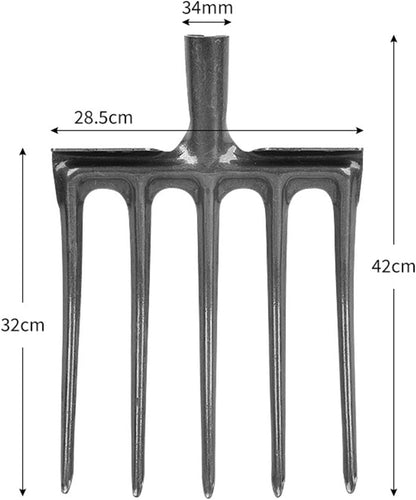 Digging Fork High Carbon Steel Garden Fork Anti Breakage Garden Digging Spading Fork for Farms Ranches (5 Tine)