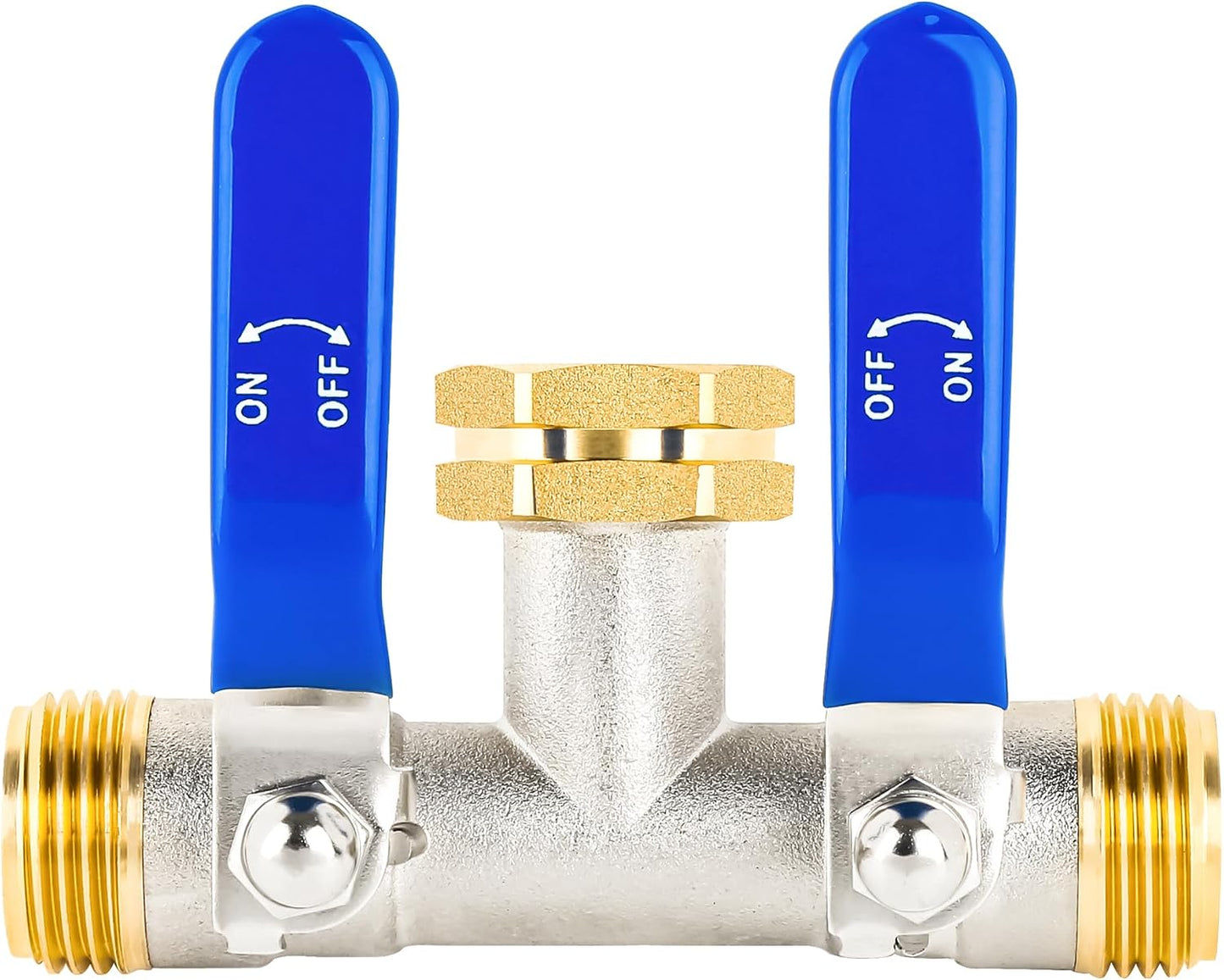 Hose Splitter 4 Way, Garden Hose Splitters, Heavy Duty Faucet Splitter,Rv Brass Water Hose Y Splitter, Hose Connector, Spigot Splitter, Four Way Hose Manifold Valve 3/4 Inch GHT Thread.