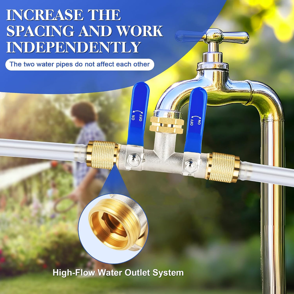 Hose Splitter 4 Way, Garden Hose Splitters, Heavy Duty Faucet Splitter,Rv Brass Water Hose Y Splitter, Hose Connector, Spigot Splitter, Four Way Hose Manifold Valve 3/4 Inch GHT Thread.