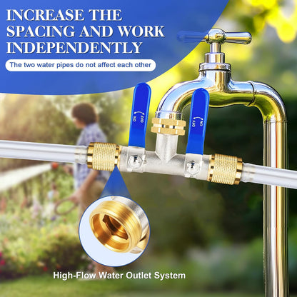 Hose Splitter 4 Way, Garden Hose Splitters, Heavy Duty Faucet Splitter,Rv Brass Water Hose Y Splitter, Hose Connector, Spigot Splitter, Four Way Hose Manifold Valve 3/4 Inch GHT Thread.