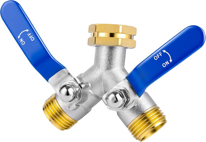 Hose Splitter 4 Way, Garden Hose Splitters, Heavy Duty Faucet Splitter,Rv Brass Water Hose Y Splitter, Hose Connector, Spigot Splitter, Four Way Hose Manifold Valve 3/4 Inch GHT Thread.
