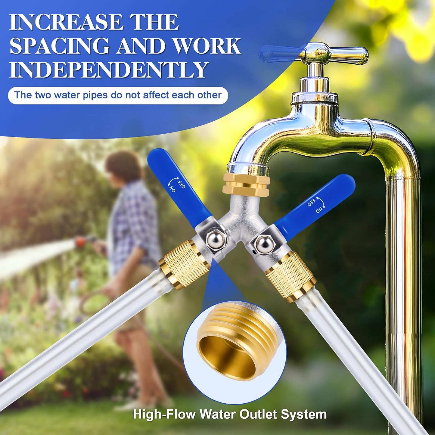 Hose Splitter 4 Way, Garden Hose Splitters, Heavy Duty Faucet Splitter,Rv Brass Water Hose Y Splitter, Hose Connector, Spigot Splitter, Four Way Hose Manifold Valve 3/4 Inch GHT Thread.