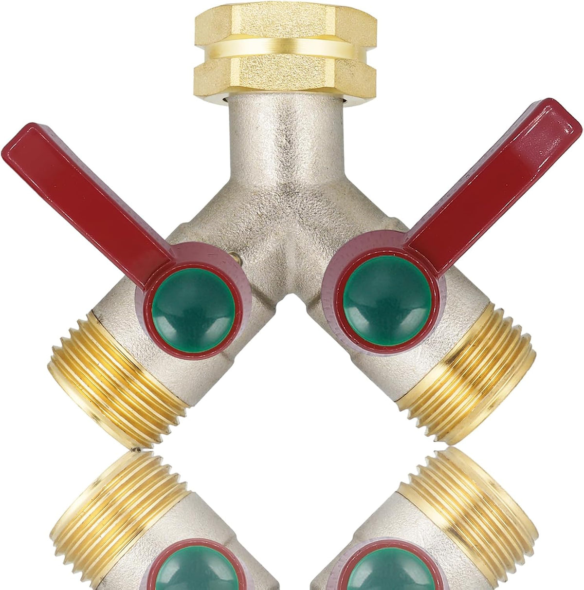 Hose Splitter 4 Way, Garden Hose Splitters, Heavy Duty Faucet Splitter,Rv Brass Water Hose Y Splitter, Hose Connector, Spigot Splitter, Four Way Hose Manifold Valve 3/4 Inch GHT Thread.