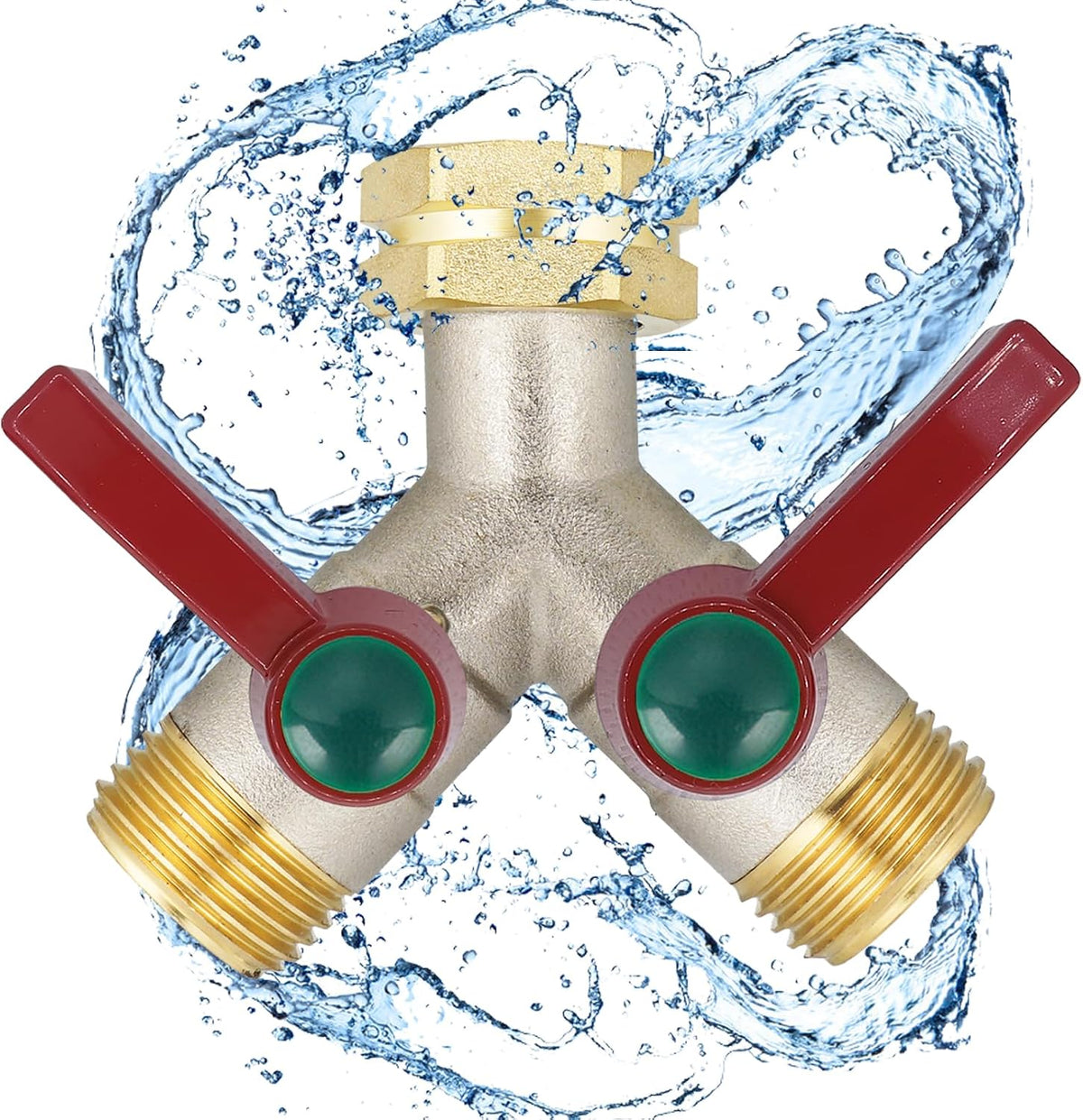 Hose Splitter 4 Way, Garden Hose Splitters, Heavy Duty Faucet Splitter,Rv Brass Water Hose Y Splitter, Hose Connector, Spigot Splitter, Four Way Hose Manifold Valve 3/4 Inch GHT Thread.