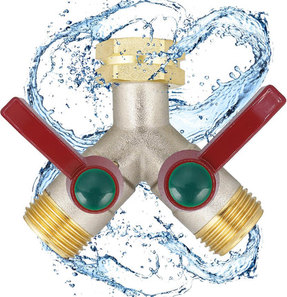 Hose Splitter 4 Way, Garden Hose Splitters, Heavy Duty Faucet Splitter,Rv Brass Water Hose Y Splitter, Hose Connector, Spigot Splitter, Four Way Hose Manifold Valve 3/4 Inch GHT Thread.
