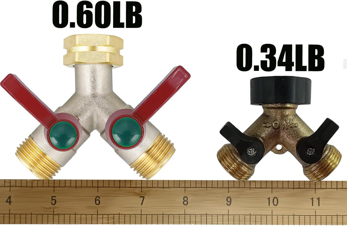 Hose Splitter 4 Way, Garden Hose Splitters, Heavy Duty Faucet Splitter,Rv Brass Water Hose Y Splitter, Hose Connector, Spigot Splitter, Four Way Hose Manifold Valve 3/4 Inch GHT Thread.