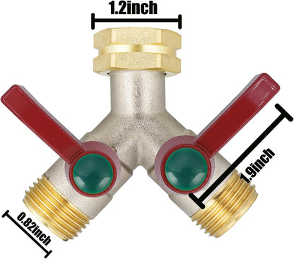 Hose Splitter 4 Way, Garden Hose Splitters, Heavy Duty Faucet Splitter,Rv Brass Water Hose Y Splitter, Hose Connector, Spigot Splitter, Four Way Hose Manifold Valve 3/4 Inch GHT Thread.