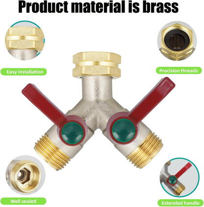 Hose Splitter 4 Way, Garden Hose Splitters, Heavy Duty Faucet Splitter,Rv Brass Water Hose Y Splitter, Hose Connector, Spigot Splitter, Four Way Hose Manifold Valve 3/4 Inch GHT Thread.