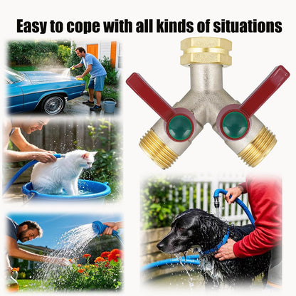 Hose Splitter 4 Way, Garden Hose Splitters, Heavy Duty Faucet Splitter,Rv Brass Water Hose Y Splitter, Hose Connector, Spigot Splitter, Four Way Hose Manifold Valve 3/4 Inch GHT Thread.