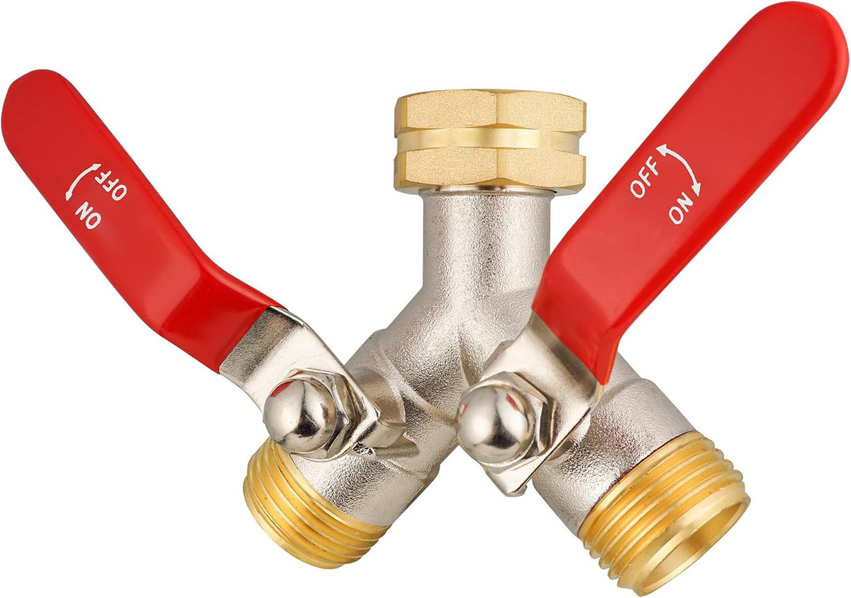 Hose Splitter 4 Way, Garden Hose Splitters, Heavy Duty Faucet Splitter,Rv Brass Water Hose Y Splitter, Hose Connector, Spigot Splitter, Four Way Hose Manifold Valve 3/4 Inch GHT Thread.