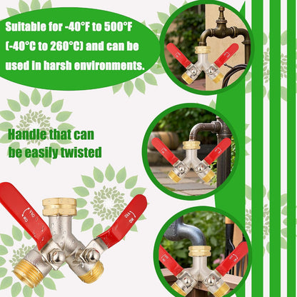 Hose Splitter 4 Way, Garden Hose Splitters, Heavy Duty Faucet Splitter,Rv Brass Water Hose Y Splitter, Hose Connector, Spigot Splitter, Four Way Hose Manifold Valve 3/4 Inch GHT Thread.
