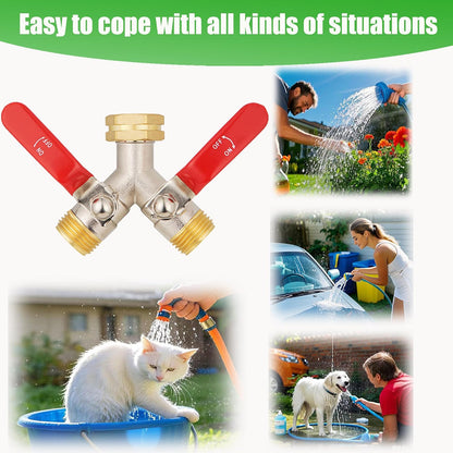 Hose Splitter 4 Way, Garden Hose Splitters, Heavy Duty Faucet Splitter,Rv Brass Water Hose Y Splitter, Hose Connector, Spigot Splitter, Four Way Hose Manifold Valve 3/4 Inch GHT Thread.