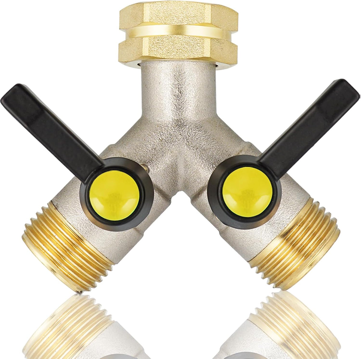 Hose Splitter 4 Way, Garden Hose Splitters, Heavy Duty Faucet Splitter,Rv Brass Water Hose Y Splitter, Hose Connector, Spigot Splitter, Four Way Hose Manifold Valve 3/4 Inch GHT Thread.
