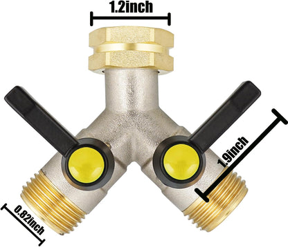 Hose Splitter 4 Way, Garden Hose Splitters, Heavy Duty Faucet Splitter,Rv Brass Water Hose Y Splitter, Hose Connector, Spigot Splitter, Four Way Hose Manifold Valve 3/4 Inch GHT Thread.