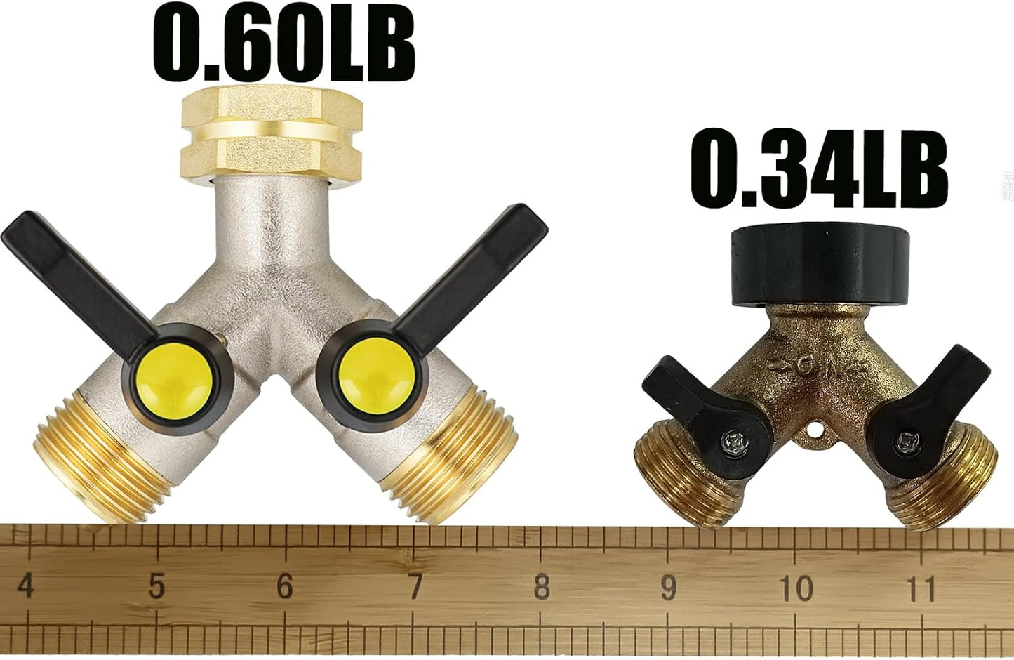 Hose Splitter 4 Way, Garden Hose Splitters, Heavy Duty Faucet Splitter,Rv Brass Water Hose Y Splitter, Hose Connector, Spigot Splitter, Four Way Hose Manifold Valve 3/4 Inch GHT Thread.