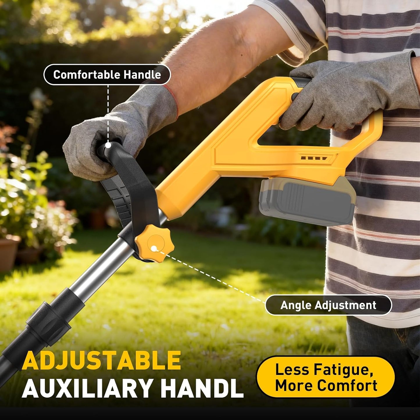 Cordless Tiller Cultivator, 360RPM Battery Powered Garden Cultivator, Compatible with Dewalt 20V Battery(Tool Only), Lightweight Electric Garden Tiller for Soil Cultivation, Lawn and Gardening