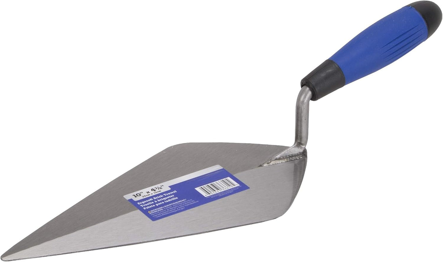 Brick Trowel - Pro Line Pointing Trowel with high Carbon Steel Blade - Ergo-Soft Comfort Handle - Forged Steel into Single piece for Extra Strength - High Lift Handle (10")