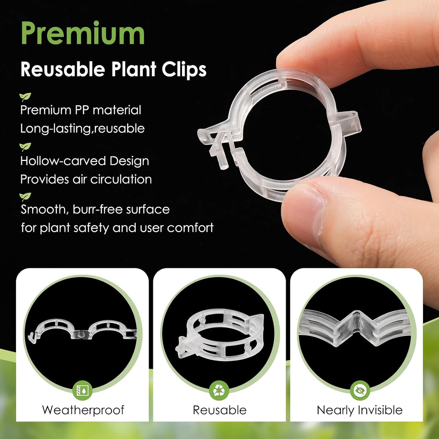 300PCS Plant Support Clips, Reusable Tomato Clips for Climbing Plants