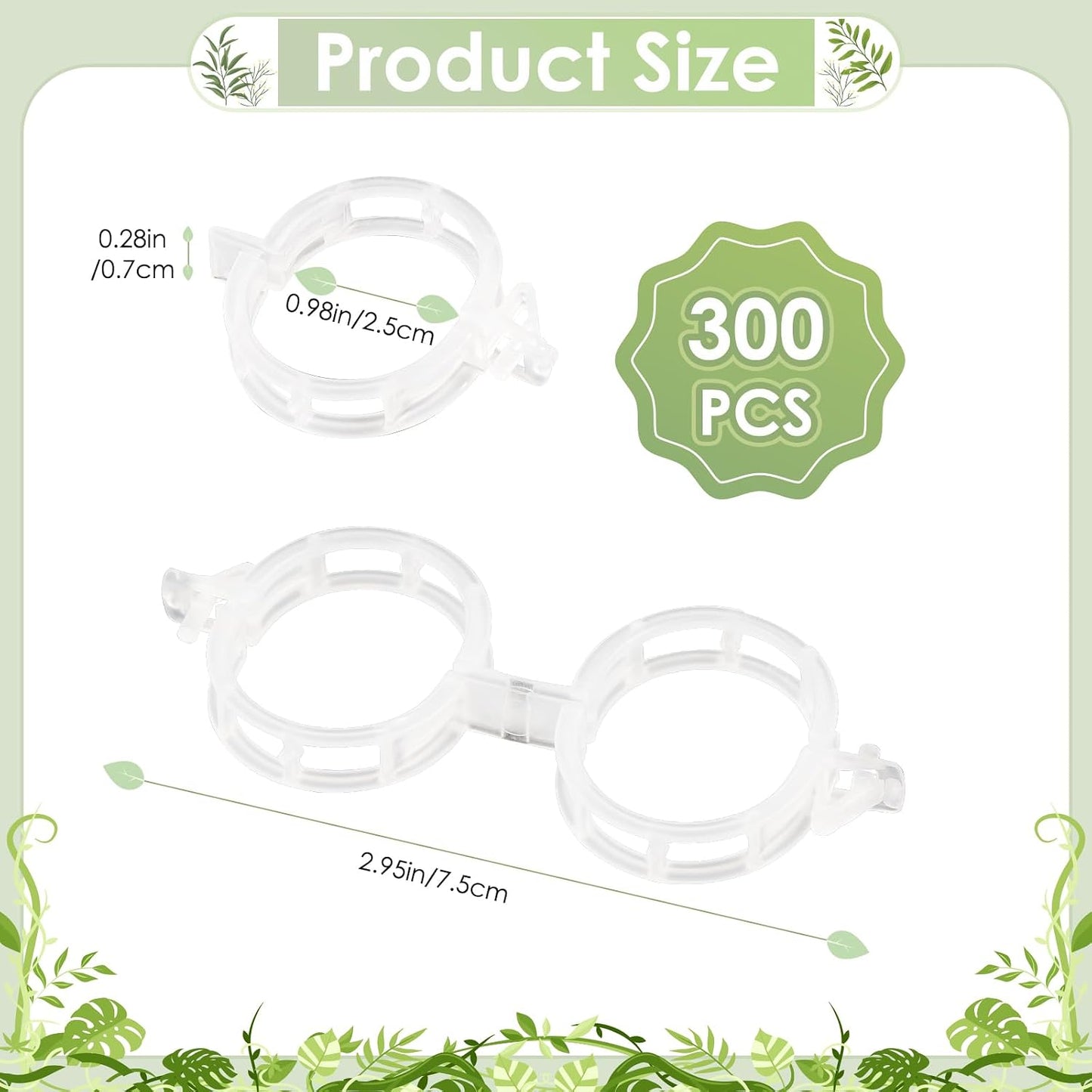 300PCS Plant Support Clips, Reusable Tomato Clips for Climbing Plants