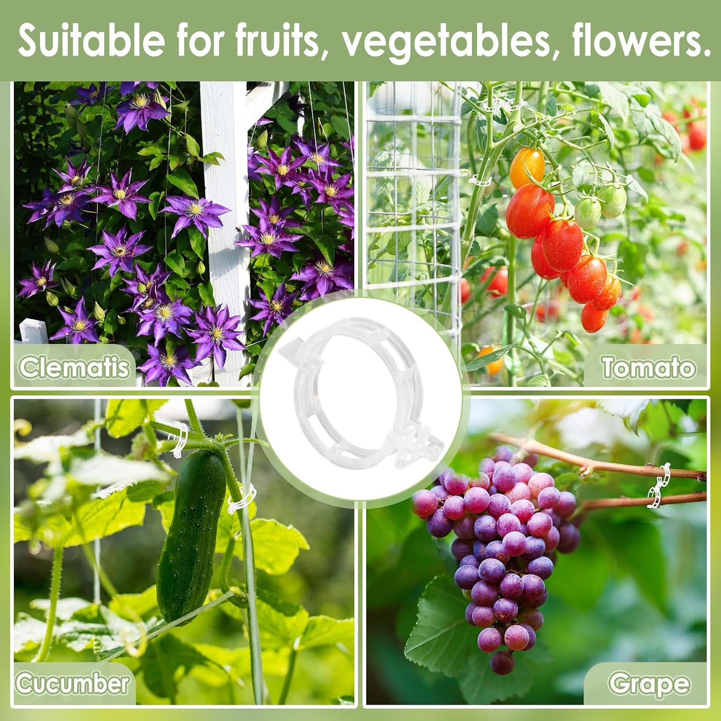 300PCS Plant Support Clips, Reusable Tomato Clips for Climbing Plants