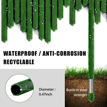 Garden Stakes 48-Inch Heavy Duty Steel Plant Stake with Plastic Coat