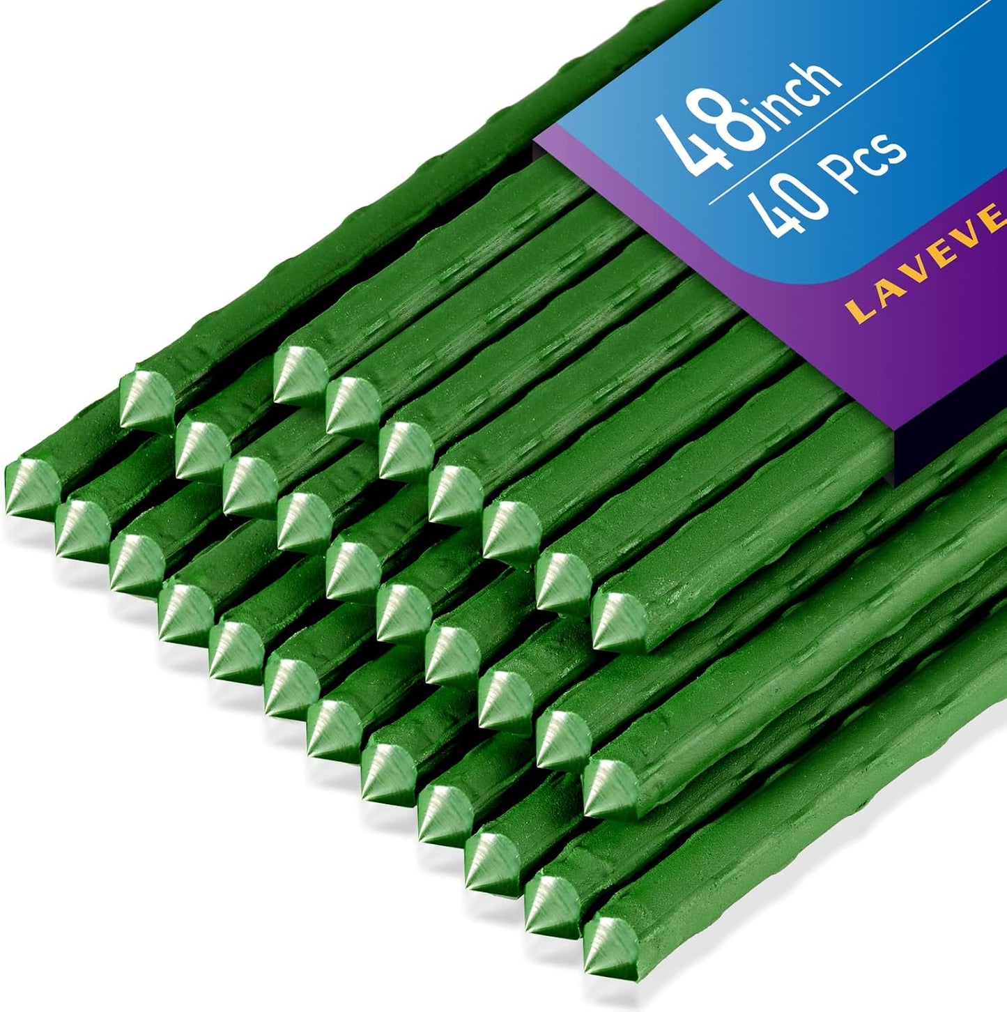 Garden Stakes 48-Inch Heavy Duty Steel Plant Stake with Plastic Coat
