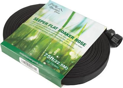 75 Foot Flat Weeper Soaker Hose - Drip Irrigation - Double Layer Design - Saves 70% Water - Consistent Drip Entire Length of Hose - Includes 3 Pressure Reducing Discs (1)