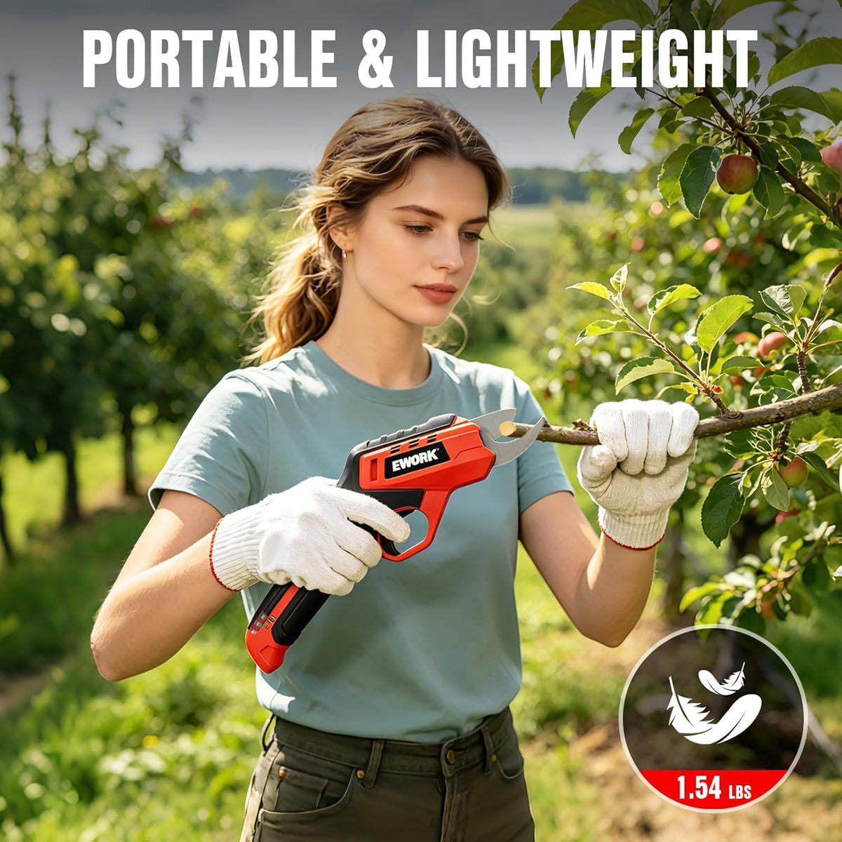 Cordless Electric Pruning Shears 4.2V Rechargeable 4000mAh Battery, 0.7 Inch Cutting Diameter, 2 SK5 Blades Quick Tool-Less Replacement, Handheld Pruner for Garden Tree Branch Trimming