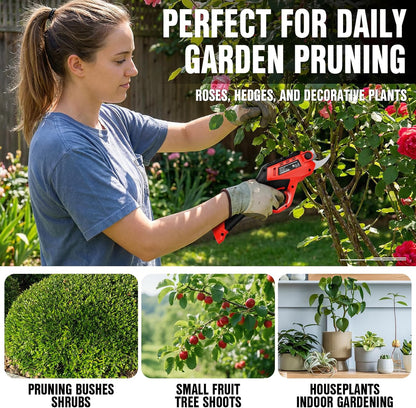 Cordless Electric Pruning Shears 4.2V Rechargeable 4000mAh Battery, 0.7 Inch Cutting Diameter, 2 SK5 Blades Quick Tool-Less Replacement, Handheld Pruner for Garden Tree Branch Trimming