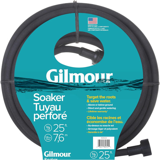 Round Soaker Hose 3/8" x 25 ft with Heavy Duty Couplings