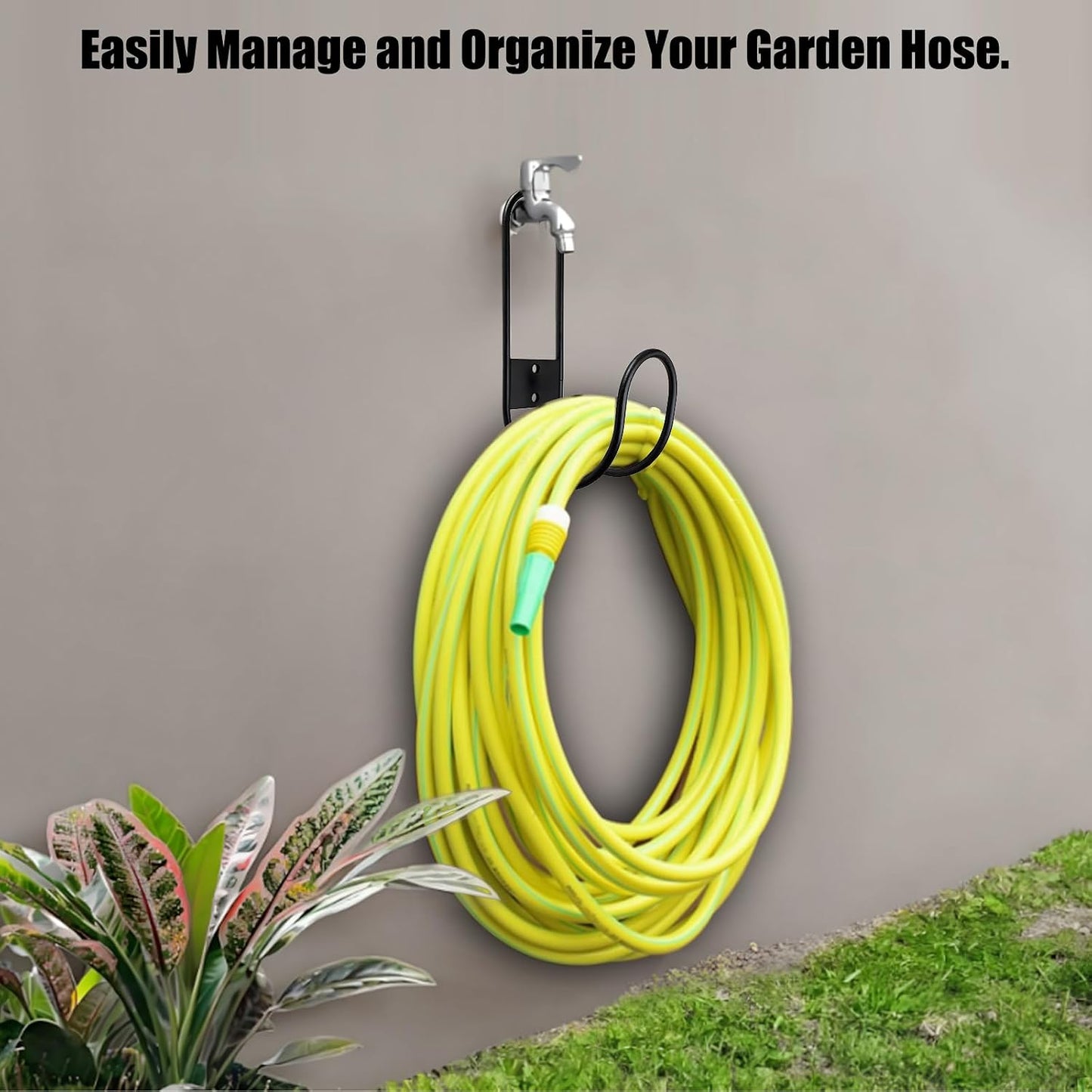 JAWULIJIA Garden Hose Holder Wall Mount Heavy Duty Hose Metal Hanger,Water Hose Holders for Outside,Ultimate Outdoor Hose Storage & Organizer Solution(1)