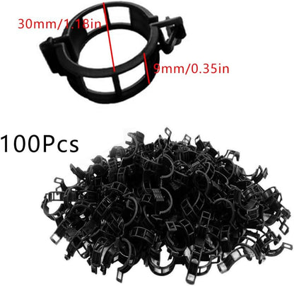 Plant Clips for Climbing Plants, Tomato Clips for Climbing Plants - Reusable Plastic Trellis Clips for Outdoor Vine Support, Grape Tomato Vegetables (100pcs, Black)
