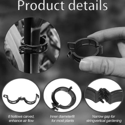 Plant Clips for Climbing Plants, Tomato Clips for Climbing Plants - Reusable Plastic Trellis Clips for Outdoor Vine Support, Grape Tomato Vegetables (100pcs, Black)
