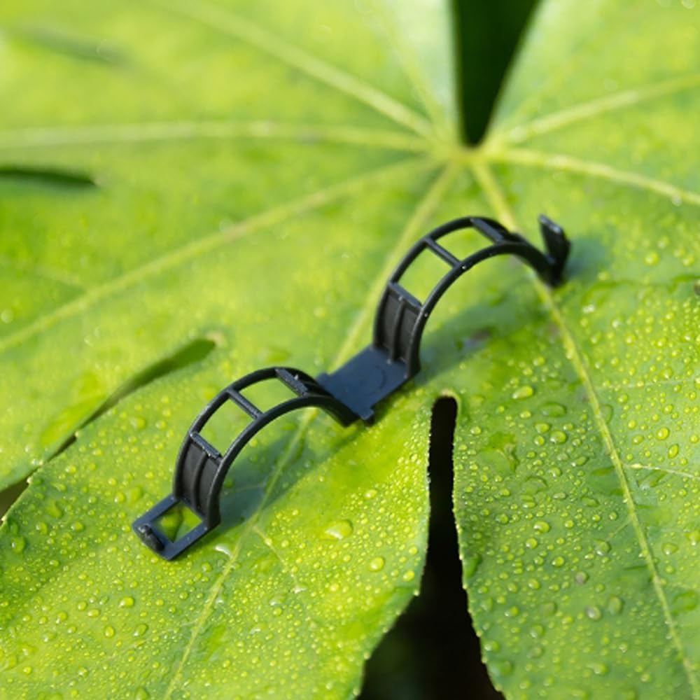 Plant Clips for Climbing Plants, Tomato Clips for Climbing Plants - Reusable Plastic Trellis Clips for Outdoor Vine Support, Grape Tomato Vegetables (100pcs, Black)