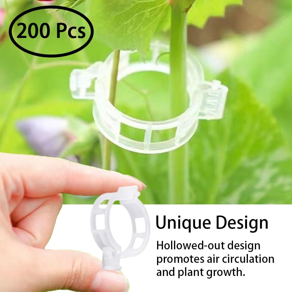 Plant Clips for Climbing Plants, Tomato Clips for Climbing Plants - Reusable Plastic Trellis Clips for Outdoor Vine Support, Grape Tomato Vegetables (100pcs, Black)