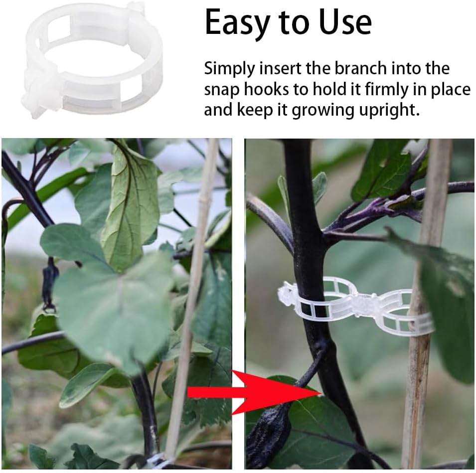 Plant Clips for Climbing Plants, Tomato Clips for Climbing Plants - Reusable Plastic Trellis Clips for Outdoor Vine Support, Grape Tomato Vegetables (100pcs, Black)
