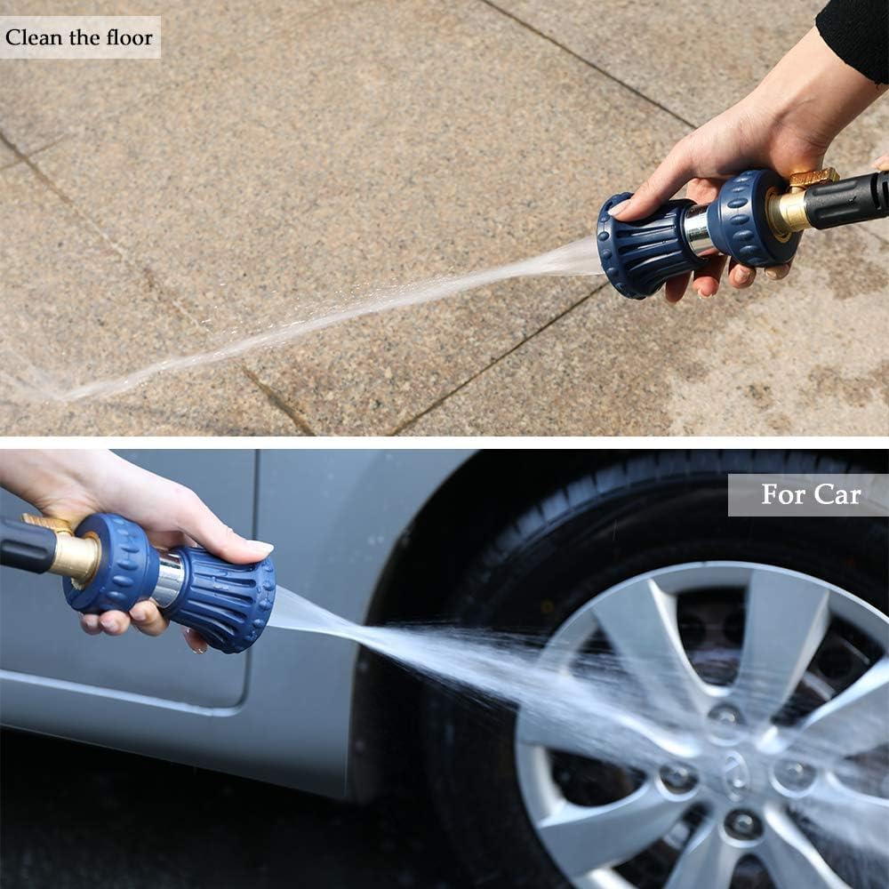 Garden Hose Nozzle, Fireman Style Hose Nozzle, Heavy Duty Brass Hose Nozzle, Leak Proof & Best High-Pressure Sprayer for Plants Watering, Car Washing, Pet Washing, etc. (blue)
