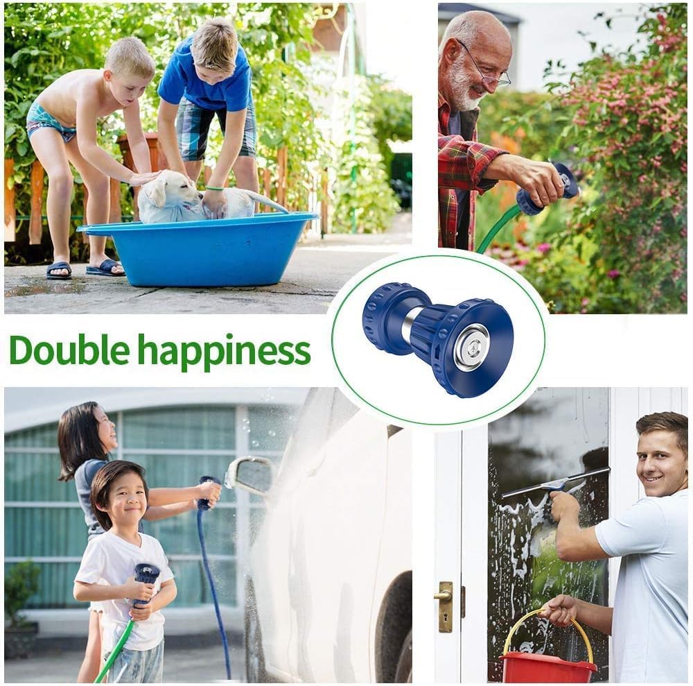 Garden Hose Nozzle, Fireman Style Hose Nozzle, Heavy Duty Brass Hose Nozzle, Leak Proof & Best High-Pressure Sprayer for Plants Watering, Car Washing, Pet Washing, etc. (blue)