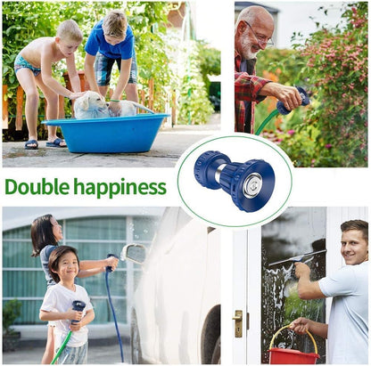 Garden Hose Nozzle, Fireman Style Hose Nozzle, Heavy Duty Brass Hose Nozzle, Leak Proof & Best High-Pressure Sprayer for Plants Watering, Car Washing, Pet Washing, etc. (blue)