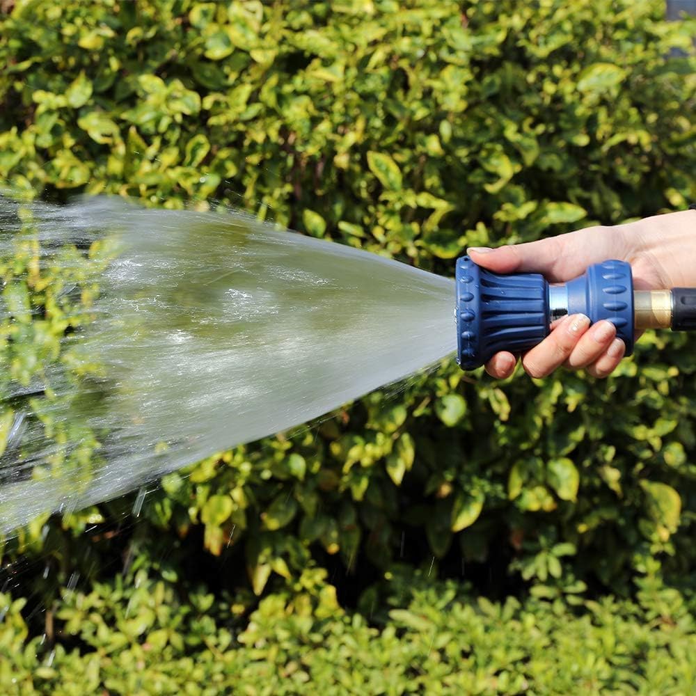 Garden Hose Nozzle, Fireman Style Hose Nozzle, Heavy Duty Brass Hose Nozzle, Leak Proof & Best High-Pressure Sprayer for Plants Watering, Car Washing, Pet Washing, etc. (blue)