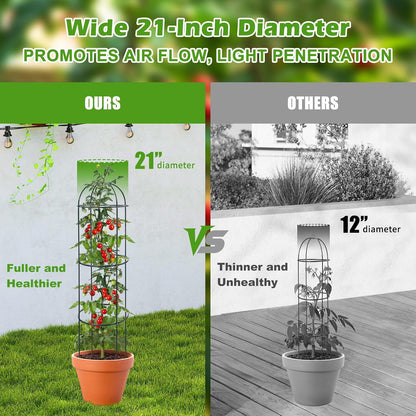 2Pcs Trellis for Climbing Plants Outdoor, 60" Tall Heavy Duty Metal Obelisk Garden Trellis Climbing Plant Support for Tomatos Cucumber Potted Vine Flower Rose Clematis Vegetable Pea Bean Trellises