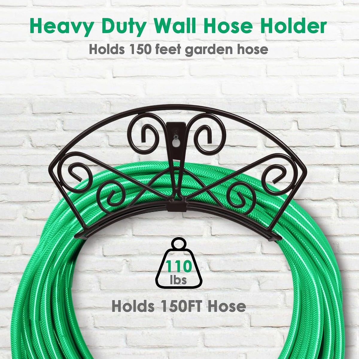 Garden Hose Holder, Heavy Duty 150 ft Capacity Hose Hanger