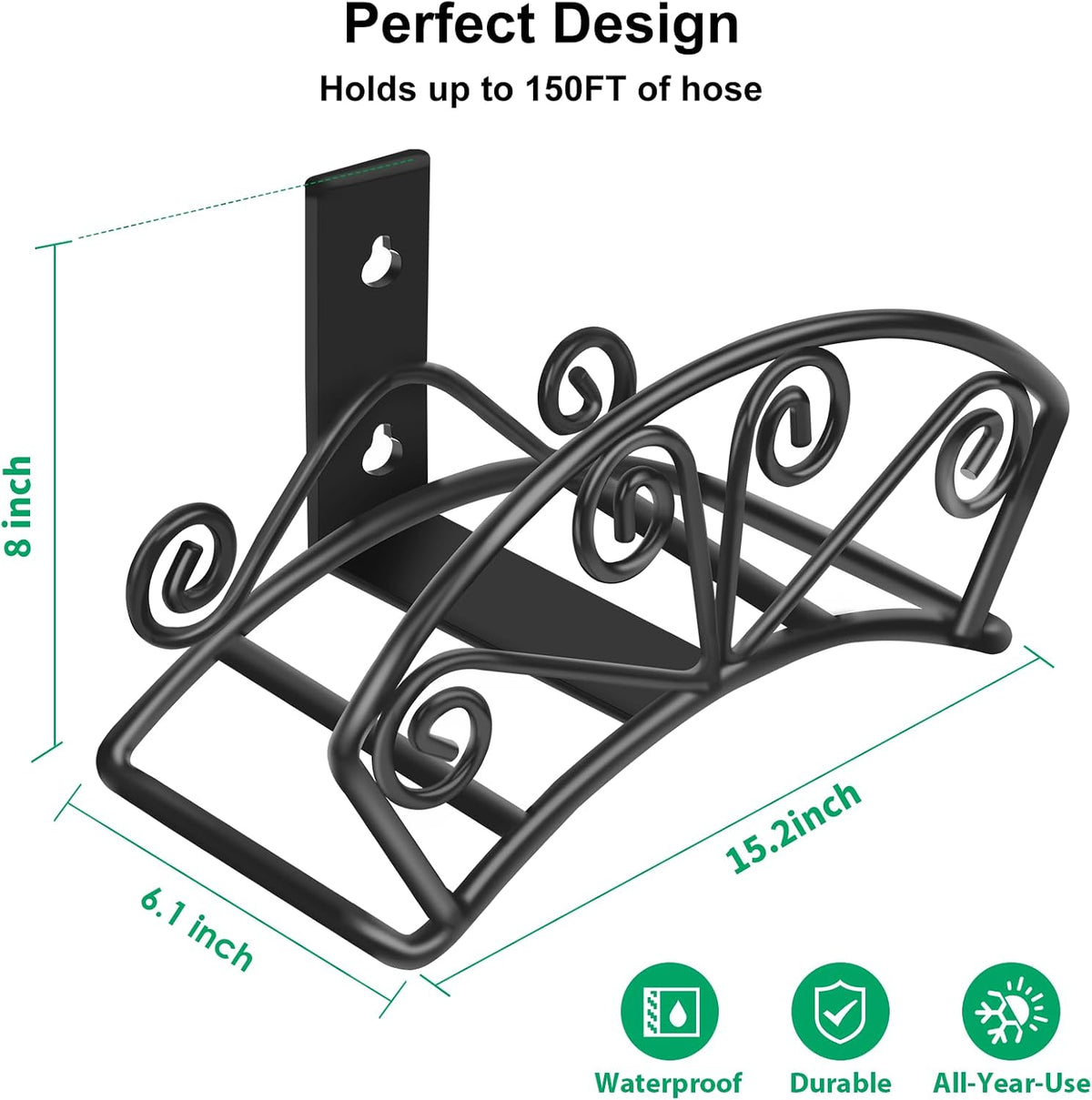 Garden Hose Holder, Heavy Duty 150 ft Capacity Hose Hanger