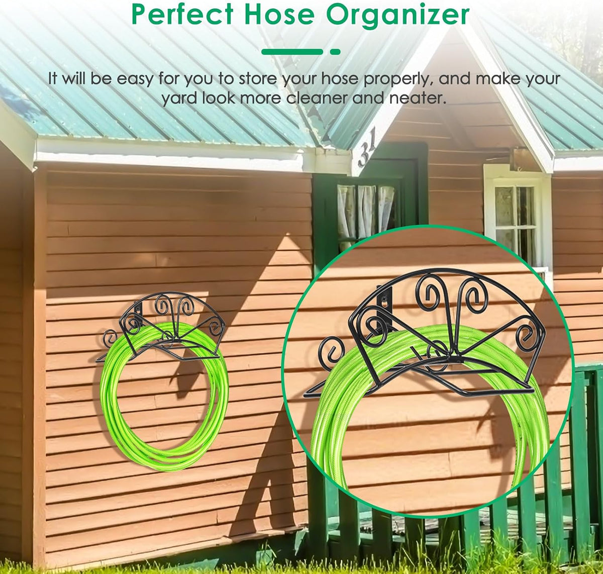 Garden Hose Holder, Heavy Duty 150 ft Capacity Hose Hanger