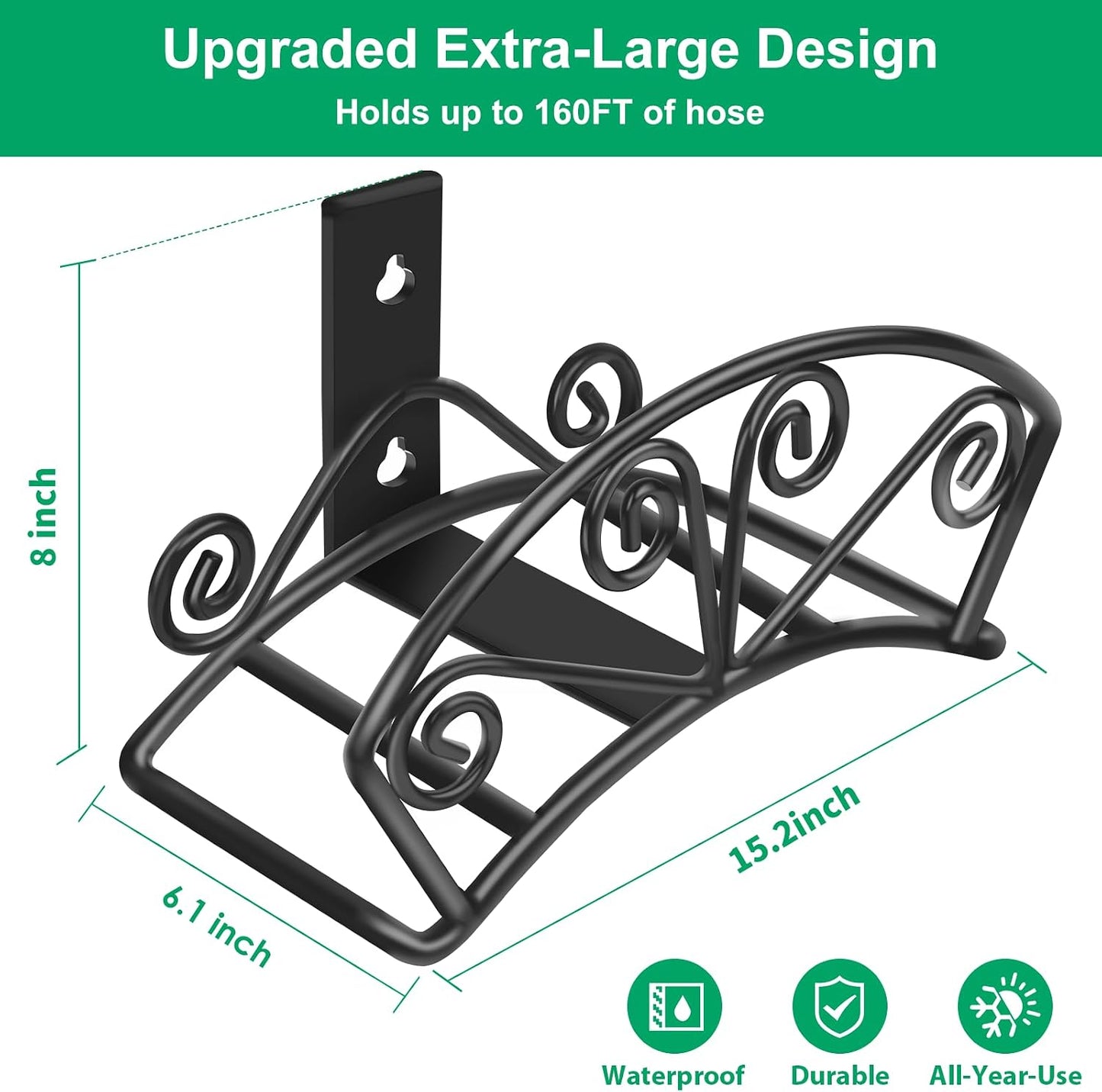 Garden Hose Holder, Heavy Duty 150 ft Capacity Hose Hanger
