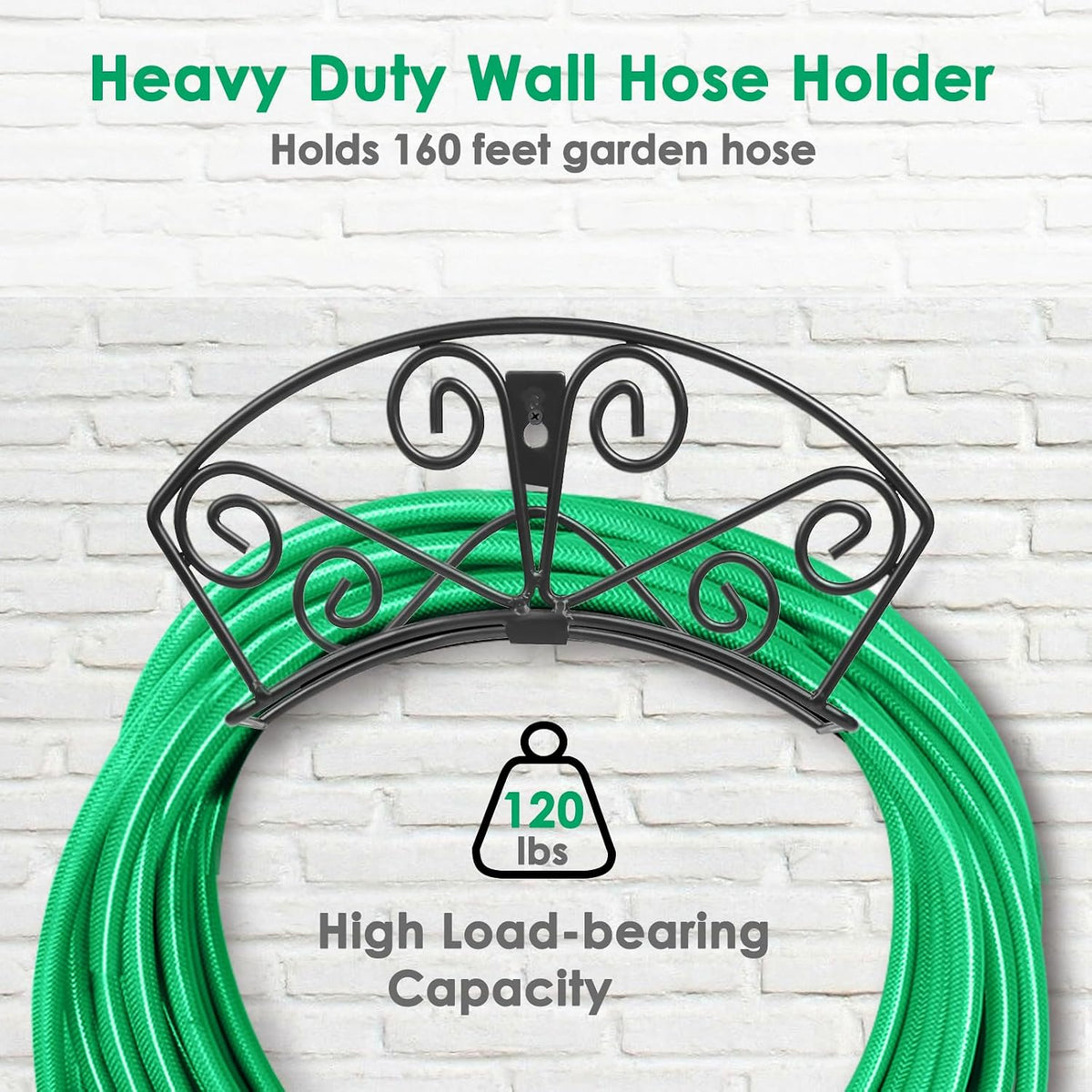 Garden Hose Holder, Heavy Duty 150 ft Capacity Hose Hanger