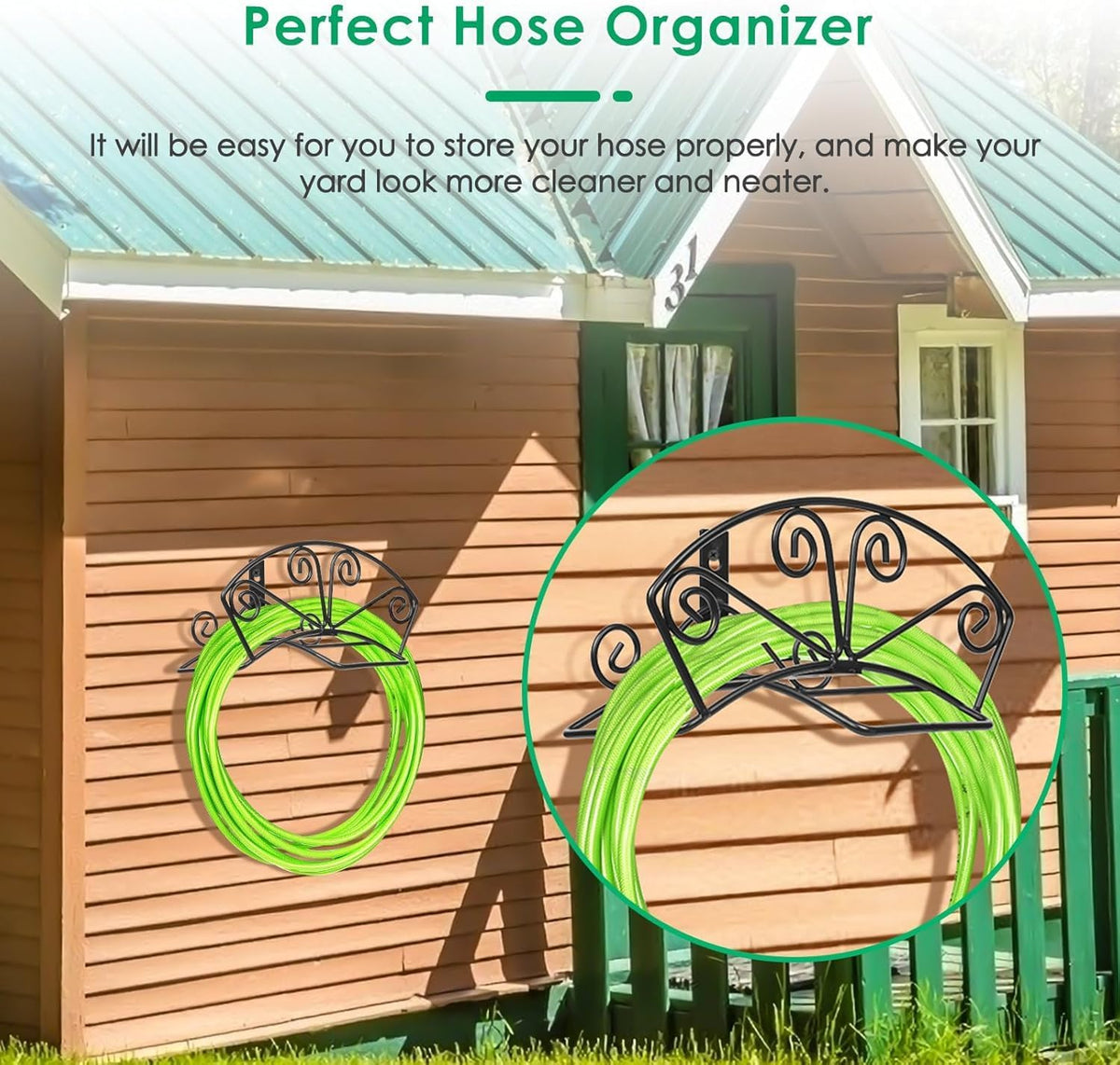 Garden Hose Holder, Heavy Duty 150 ft Capacity Hose Hanger