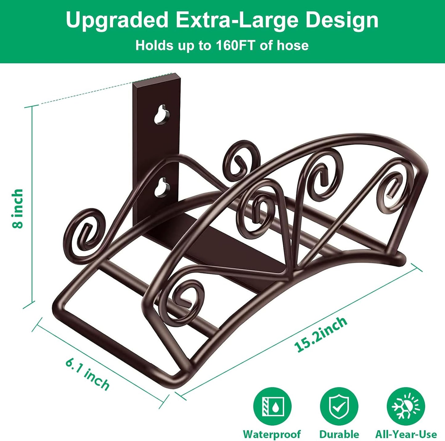 Garden Hose Holder, Heavy Duty 150 ft Capacity Hose Hanger