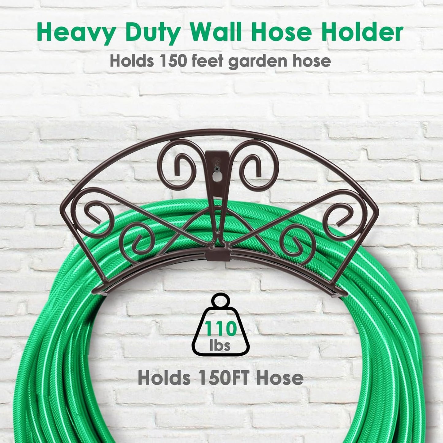 Garden Hose Holder, Heavy Duty 150 ft Capacity Hose Hanger